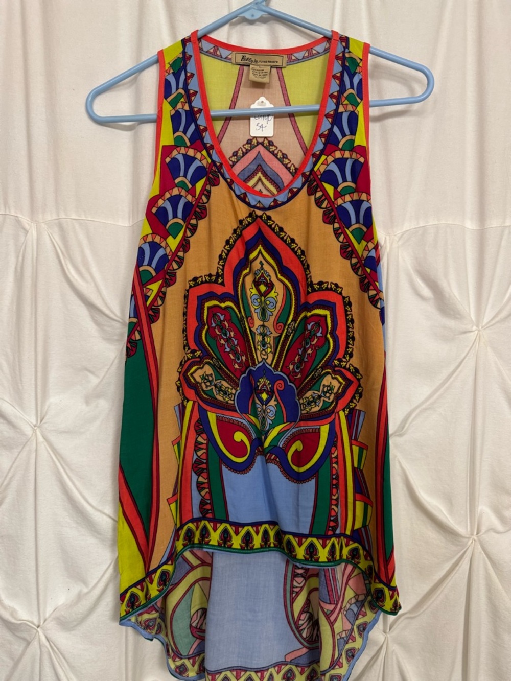Flying Tomato Multicolor Boho Graphic Tank Top - Beige Base with Bright Accents